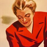 Affiche lmt radio "elle aime tant" litho ancienne et originale entoilage récent