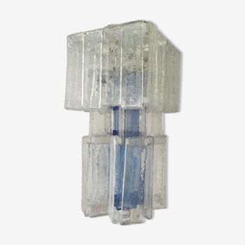 Large Italian clear and blue glass Pendant lamp from Fratelli Toso Murano, 1970s