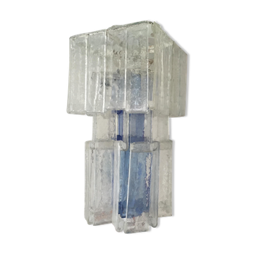 Large Italian clear and blue glass Pendant lamp from Fratelli Toso Murano, 1970s