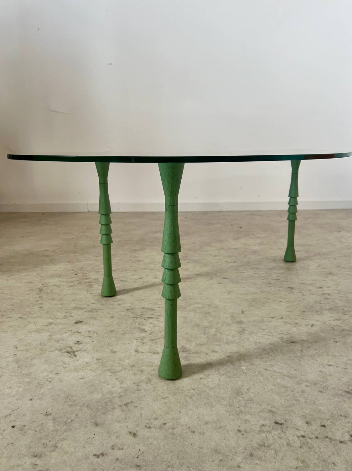 Old bean coffee table free form glass top Italian design 80s vintage