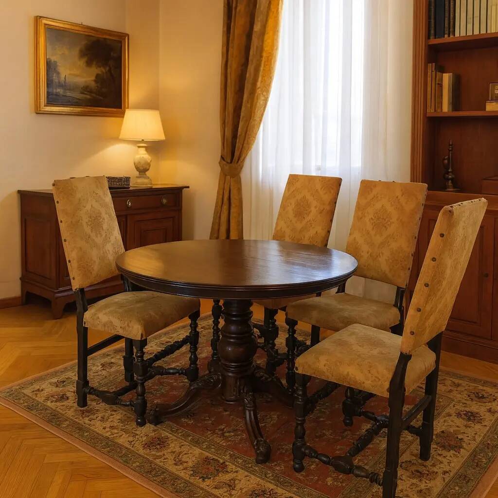 Antique Baroque chairs in ebonised walnut, Italy, 18th century.