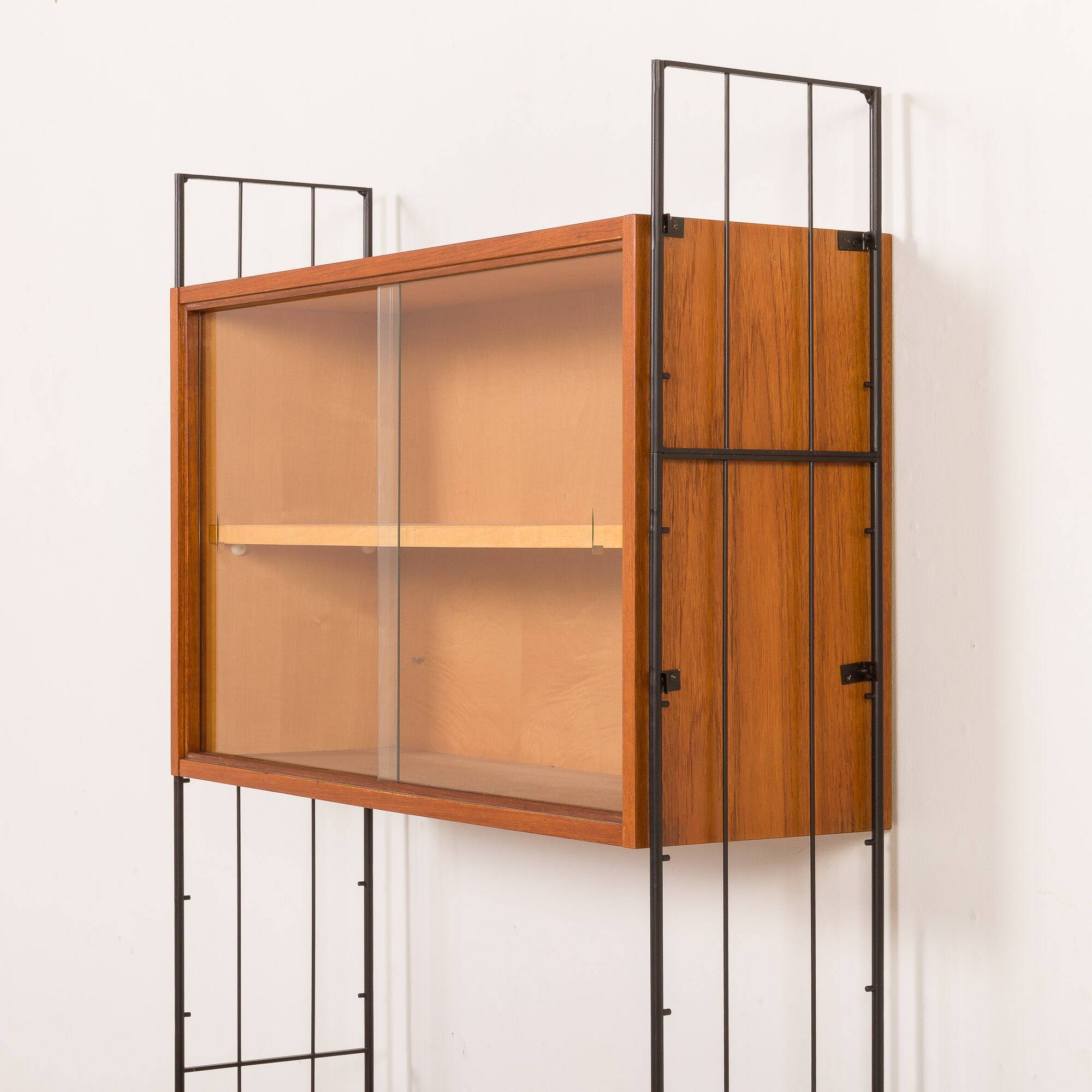 Italian mid-century free standing wall unit with a display cabinet, 1960s