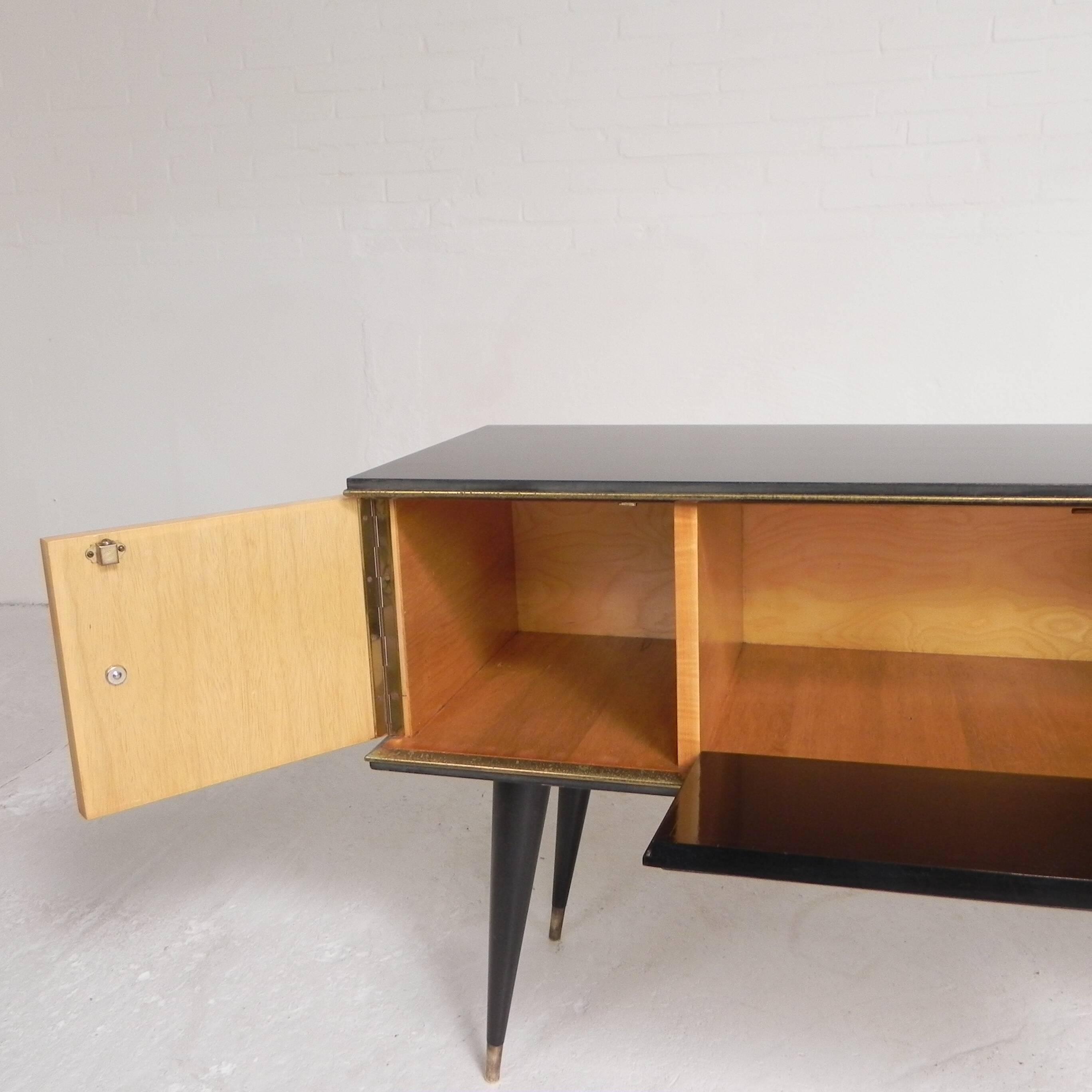 Vintage sideboard with tapered legs, 1950s.