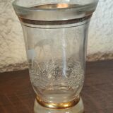 Screen-printed vase decorated with doe and deer 40s