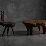 Table basse en bois de burl organique, France, années 1950