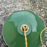Pendant light indust enameled sheet metal vintage old farmhouse green and white