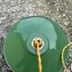 Pendant light indust enameled sheet metal vintage old farmhouse green and white
