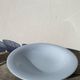 Round dish, sky blue ceramic wolf mill