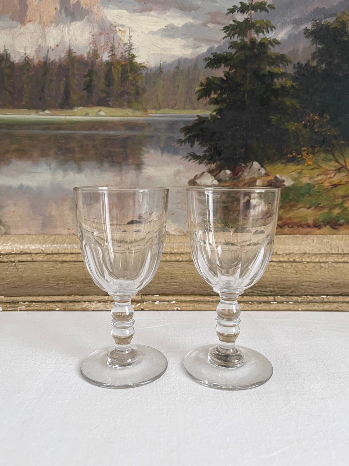 2 old aperitif or port wine glasses from the 19th century