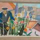 Swedish Original Oil on Canvas – "Figure Near a Flower Fence" by Carl Gunne – Signed – Vintage and Framed – 69.5 × 48 cm (27.4" × 18.9")