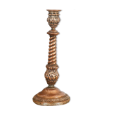 Bougeoir cuivré artisanal en métal martelé vintage