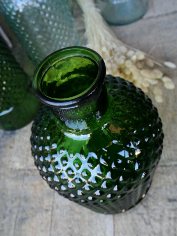 Bottle, vase, recycled glass green fir