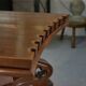 Rustic oak table with ceramic inlays by a student of Joseph Savina 1950s