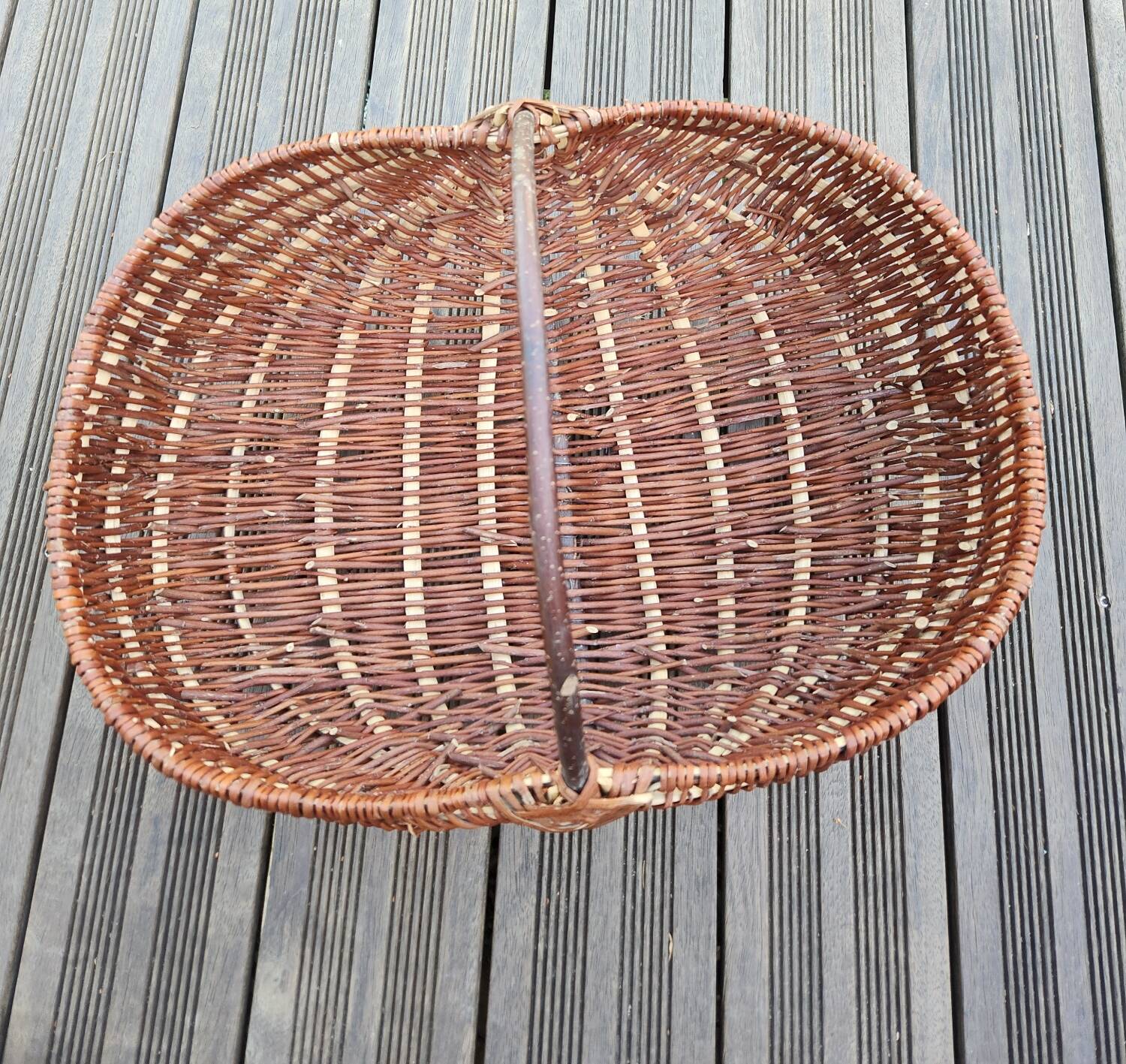 Vintage wicker gathering basket