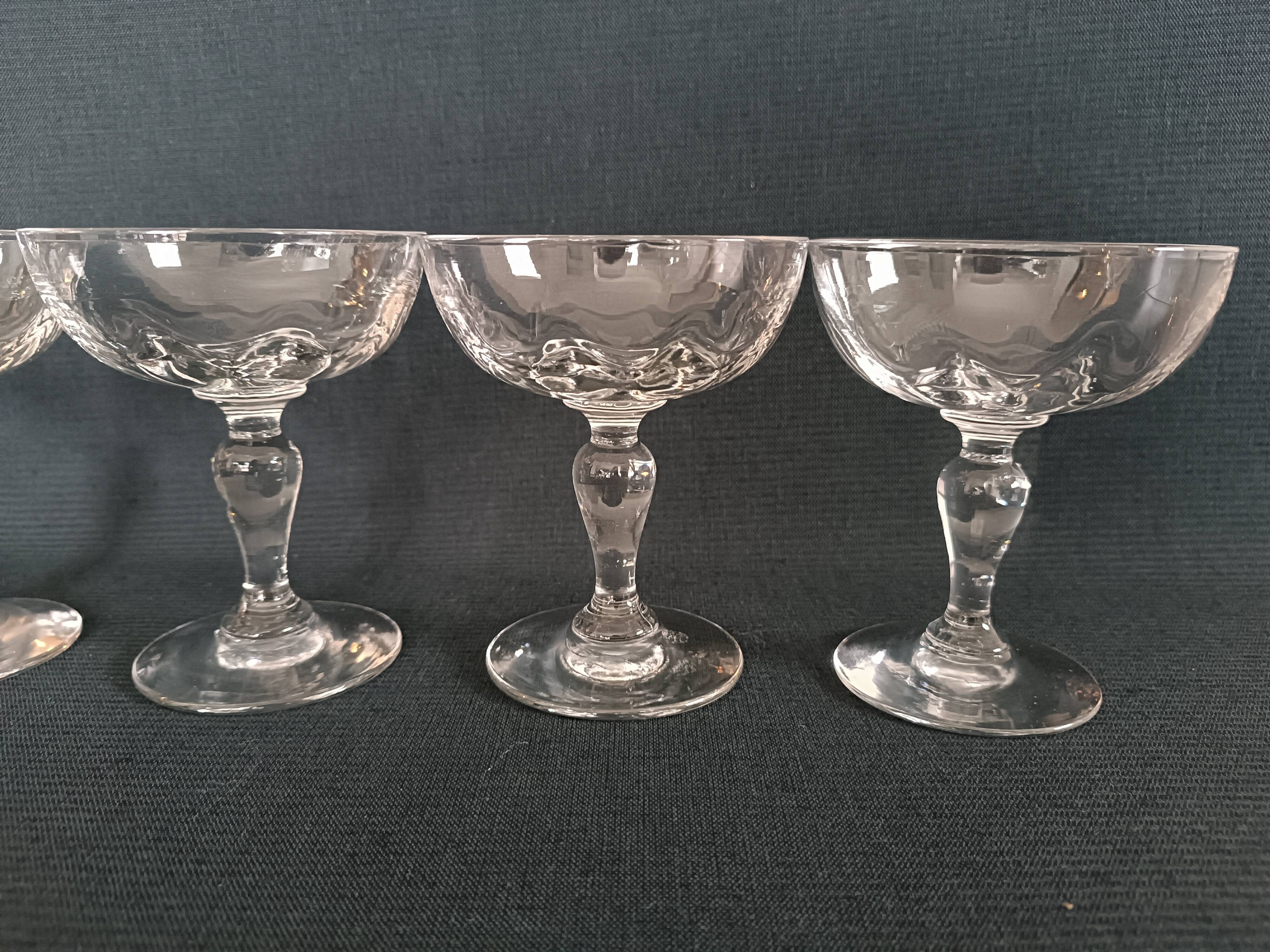 14 Champagne glasses in 19th century blown glass
