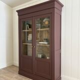 2-door solid wood display case - burgundy