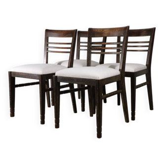 Set of 4 modernist chairs in oak and bouclé fabric, 1940