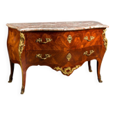 Commode ancienne Louis XV en placage de bois de rose, XVIIIe siècle