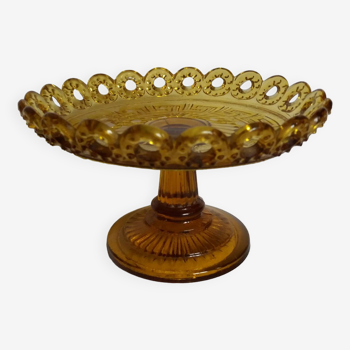 Bowl on openwork amber glass base