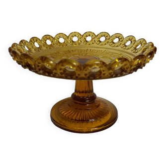 Bowl on openwork amber glass base