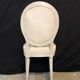 Louis xvi medallion style chairs patinated wood & beige updaped fabric