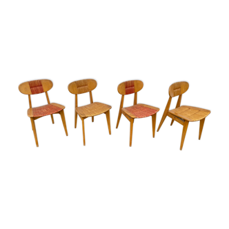 Series of 4 mulched chairs 1950 Roger landault publisher robert sentou