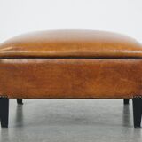 Large square sheepskin leather ottoman