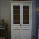 Showcase 2 doors mesh in fir 1930 patinated white