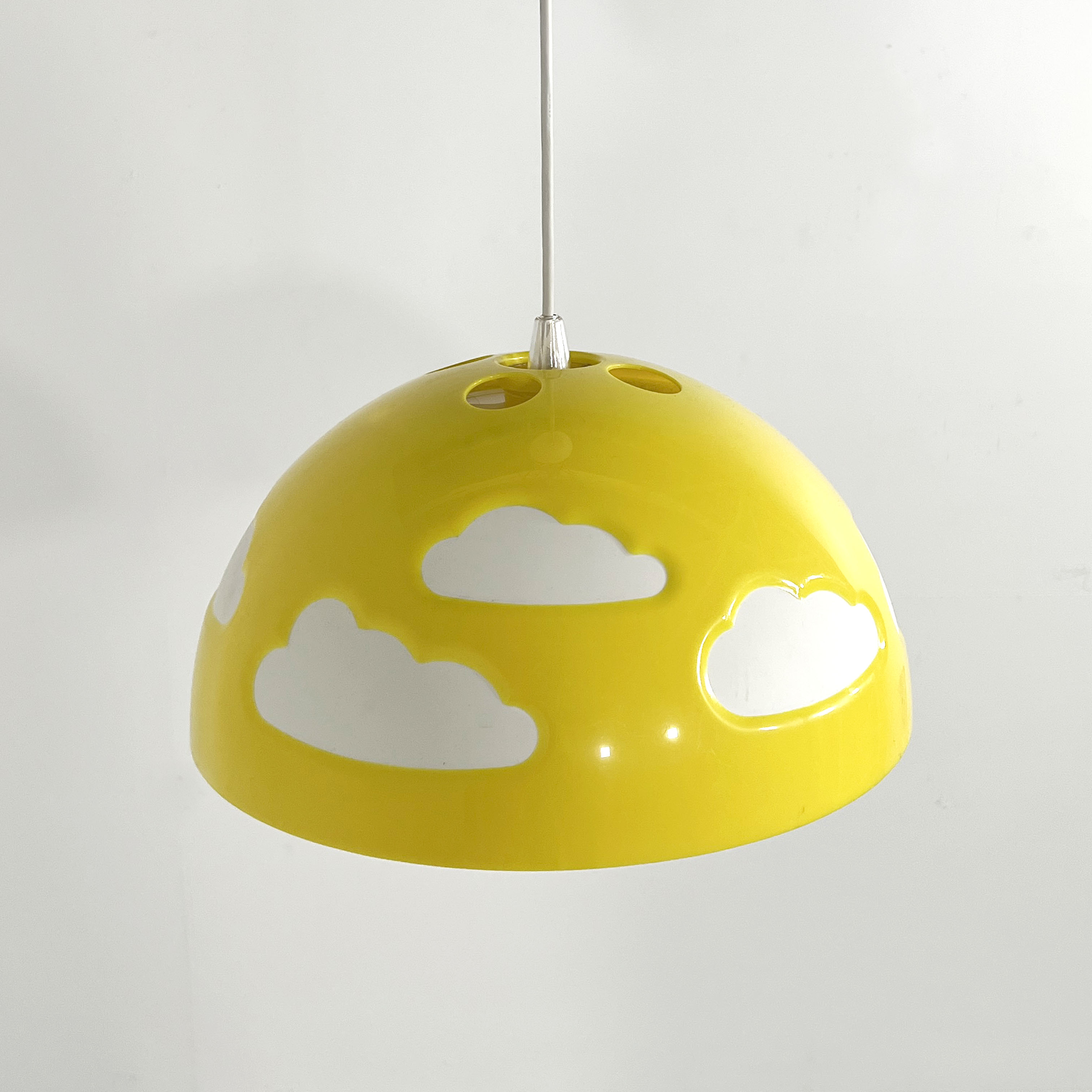 Yellow skojig cloud suspension by henrik preutz for ikea, 1990