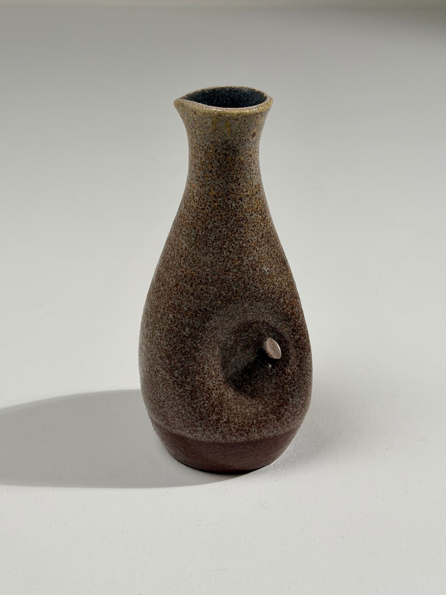 Ceramic jug with a pinched handle, the Potters of Accolay, France circa 1960.