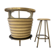 Bar 50s and its high chair in white skaï and formica cream