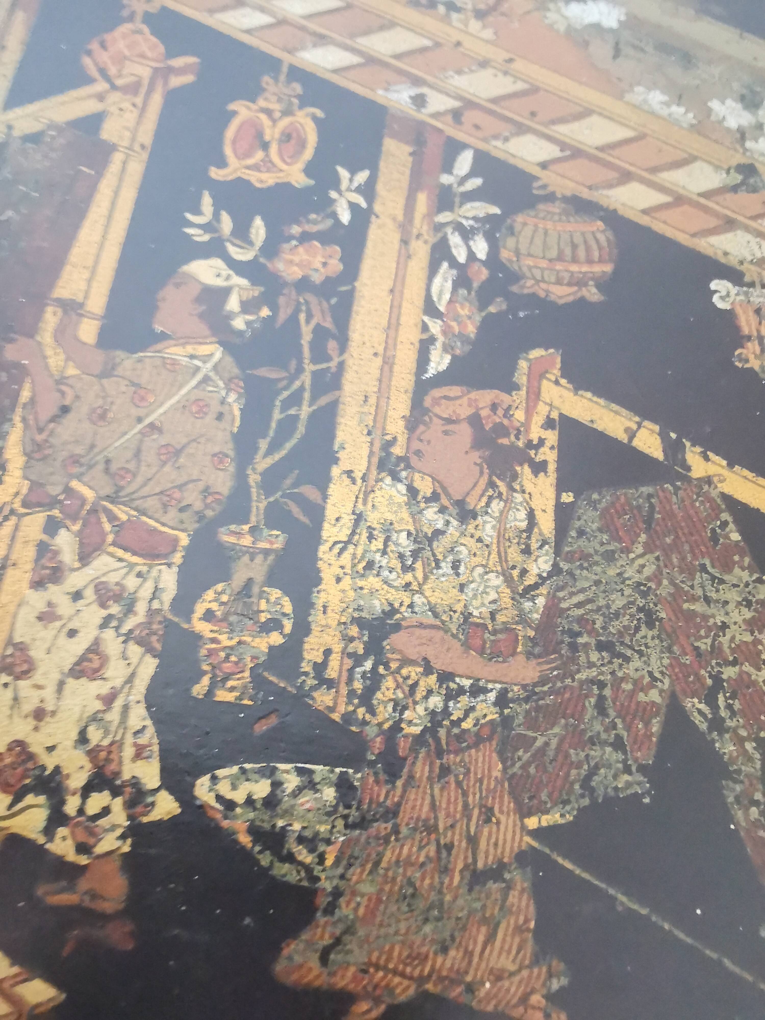 Plateau carton bouilli Napoléon 3 à décor japonisant