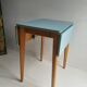 1950’S Blue Formica Drop Leaf Kitchen Dinning Table With Wooden Legs, Vintage, Retro, Mid Century.