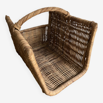 Porte-bûches en osier tressé, panier à bois