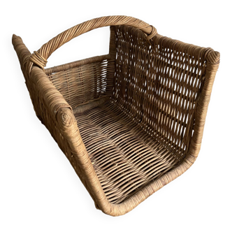 Woven wicker log holder, wood basket