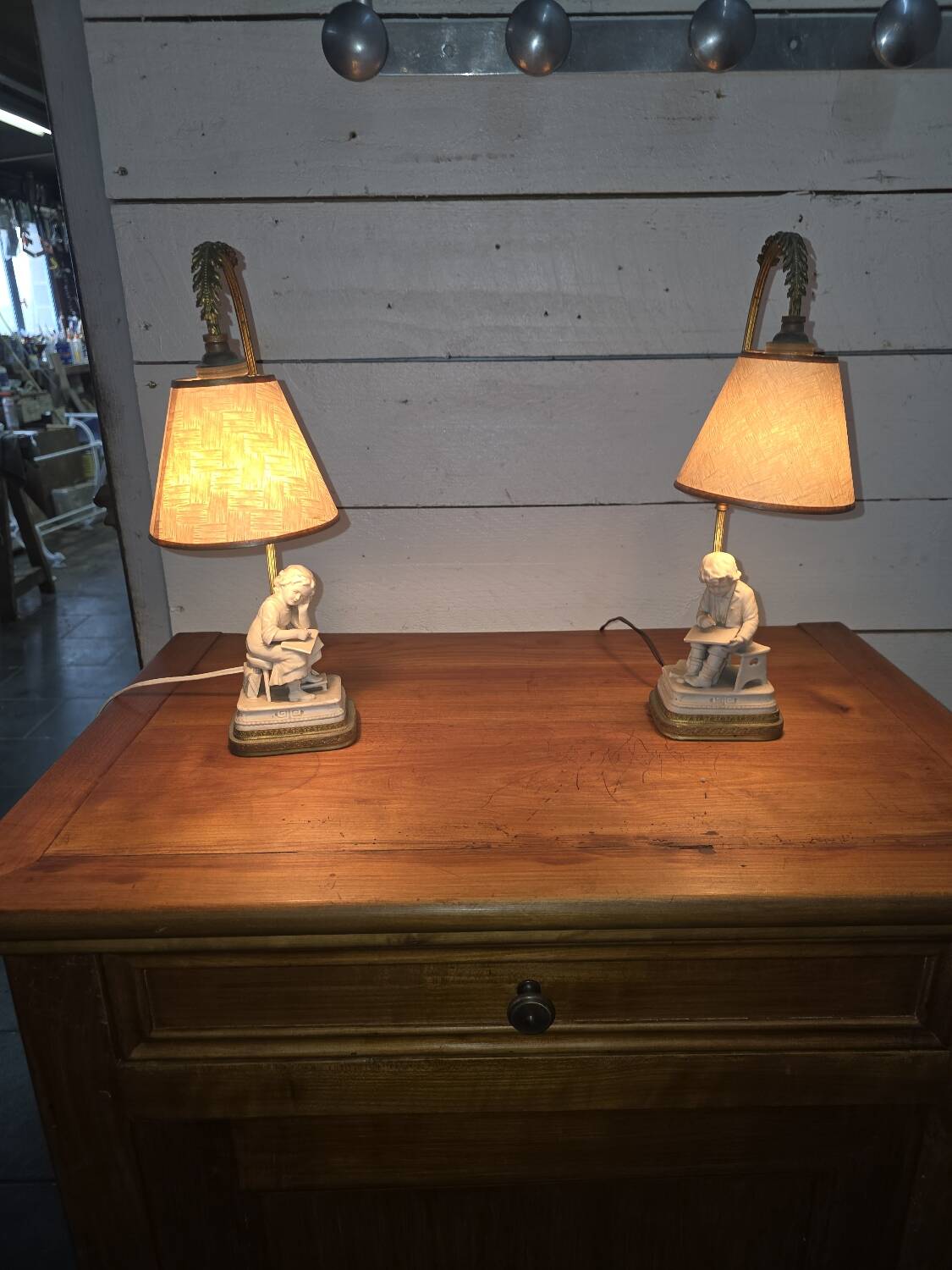 Pair of Louis XVI style bedside lamps, late 19th century