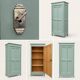 Antique Parisian wardrobe in grey-green solid pine.