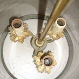 Antique glass and brass lantern pendant light, 3 lights