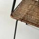 Vintage side table in black metal and wicker, 1950.