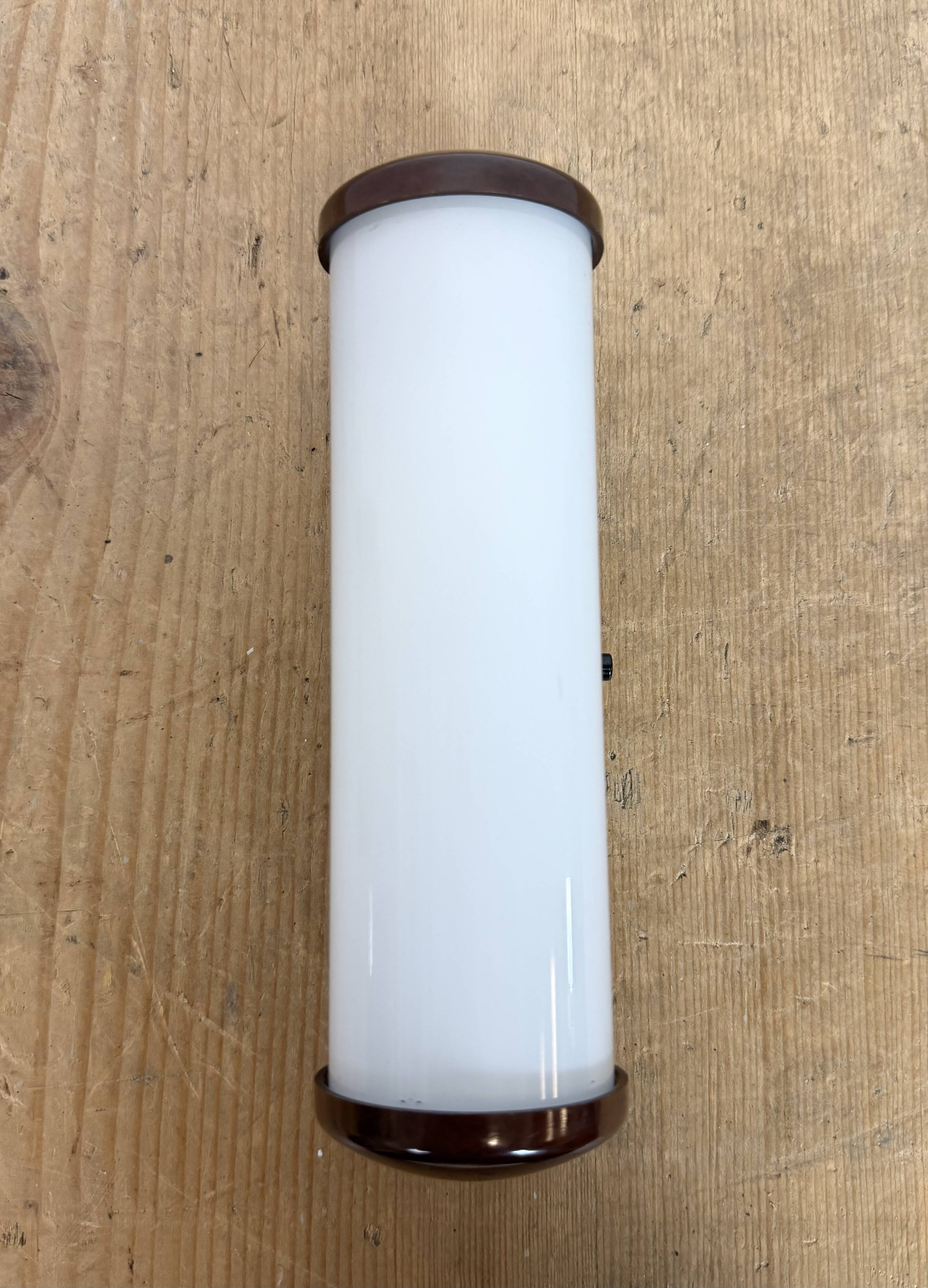 Industrial Brown Bakelite Wall Light with Milk Glass, 1950s