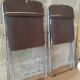 Set of two folding chairs in brown and metal fabric - vintage