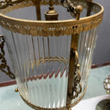 Brass Ribbed Glass Light Pendant 1950’s