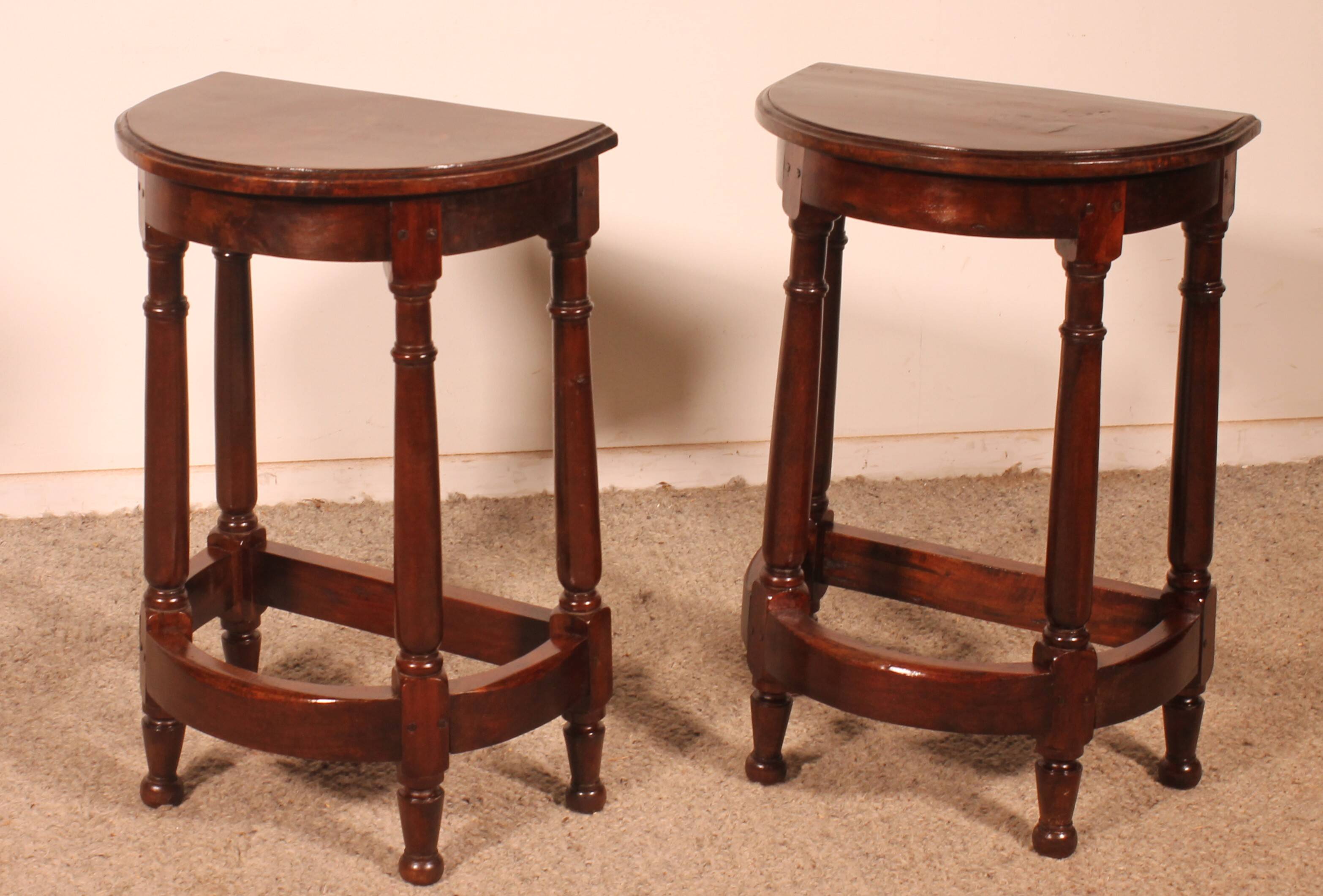 Pair Of Louis XIII Style Walnut Bedside Tables Or End Tables
