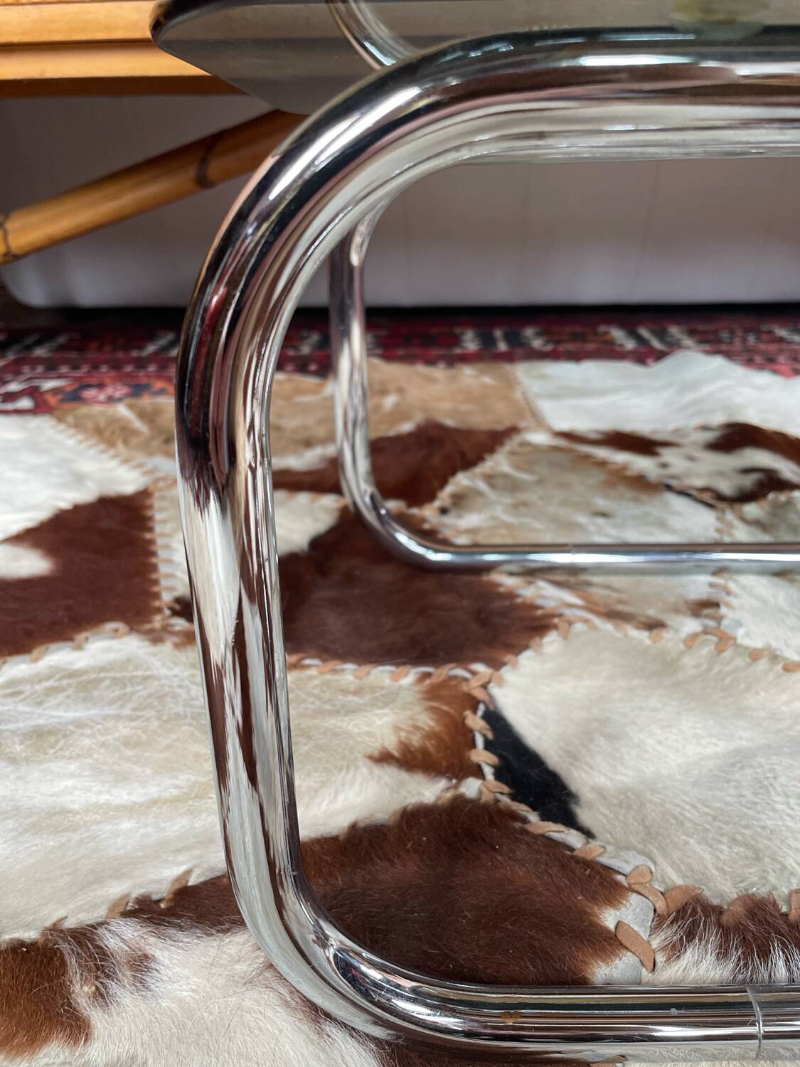Chrome and smoked glass side table 1970