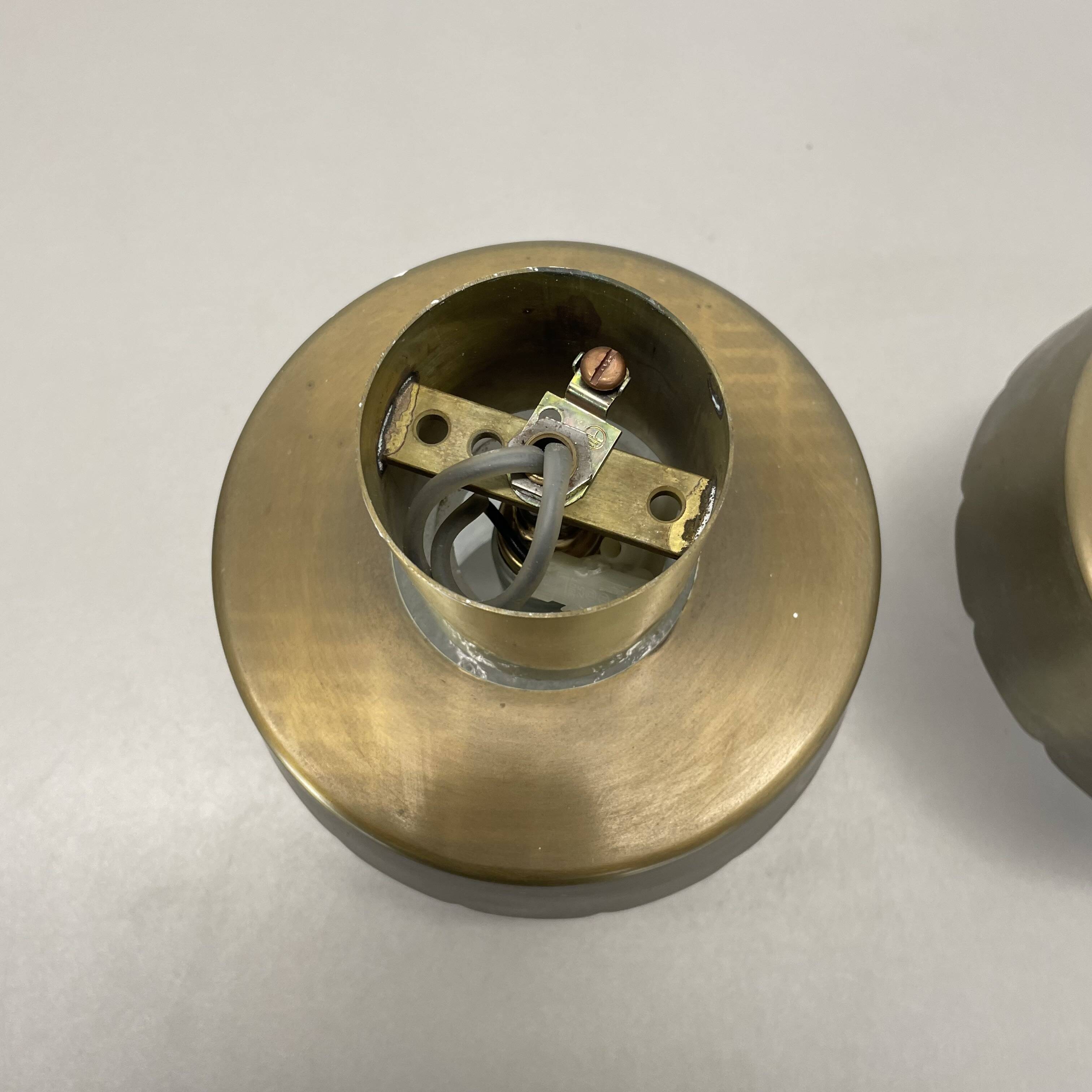 Set of two minimalist Brass and glass "tube" Ceiling Light, Italy 1970s