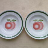 Set of 2 hollow plates Moulin des Loups Apple pattern