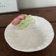 Vintage hollow dish and its 6 strawberry slip bowls