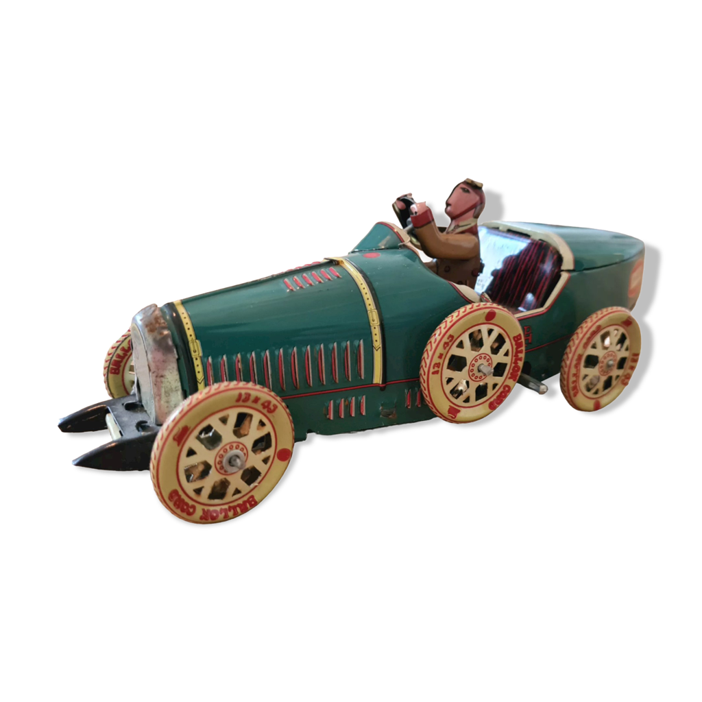Voiture En Fer Blanc Litho Rouge Vintage, Japon