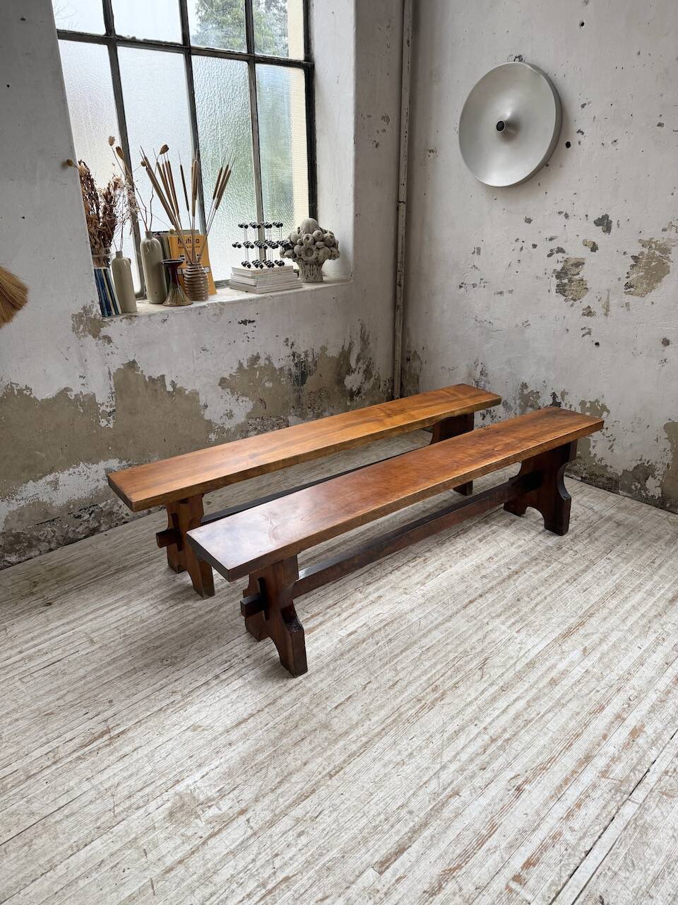 Pair of walnut benches 1900