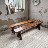 Pair of walnut benches 1900
